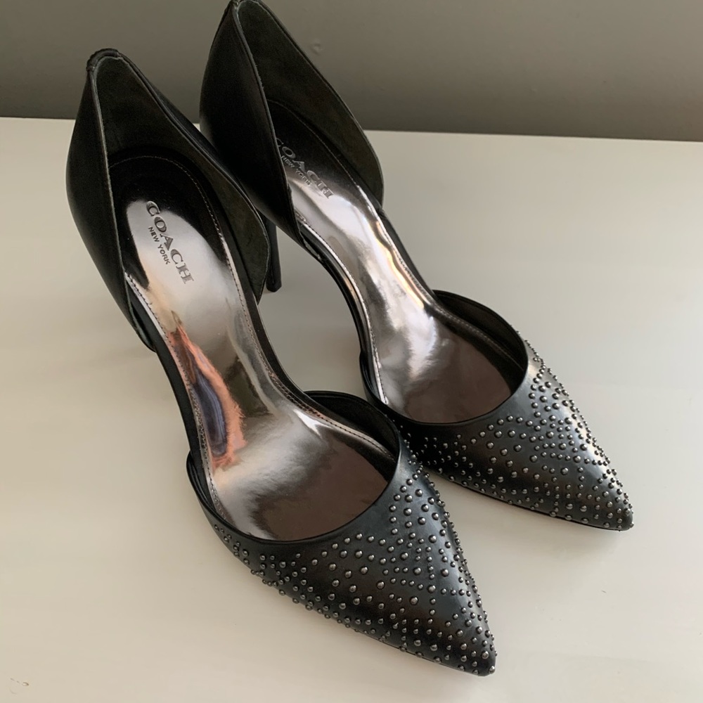 Coach Black Leather Studded Pumps Never Worn